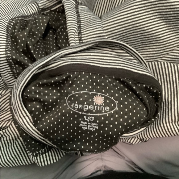 Tangerine Black and White Striped Women's Hoodie - Picture 7 of 7